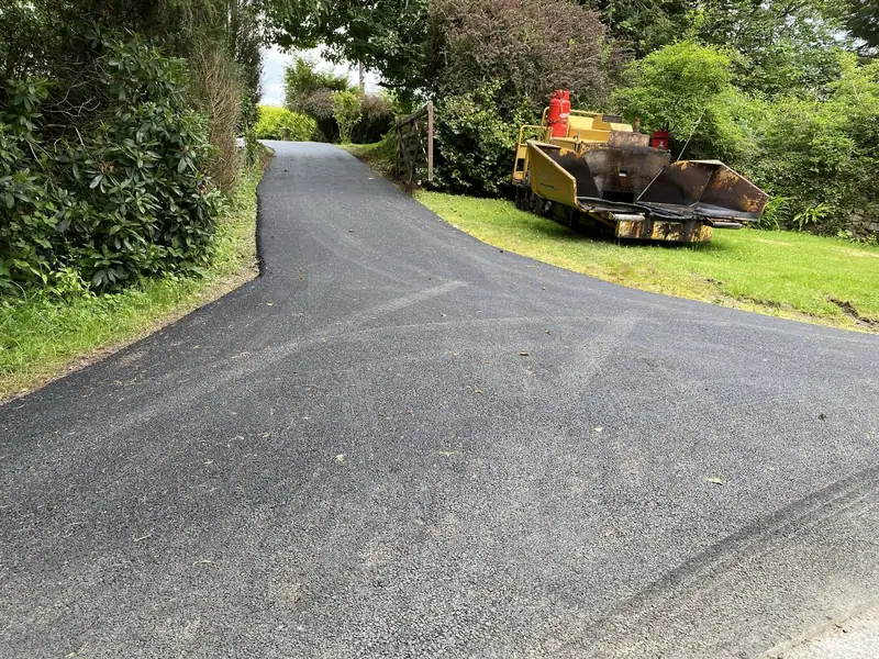 A freshly laid tarmac driveway near Cwmdu, Carmarthenshire. Not a drive that has Hull planning permission.